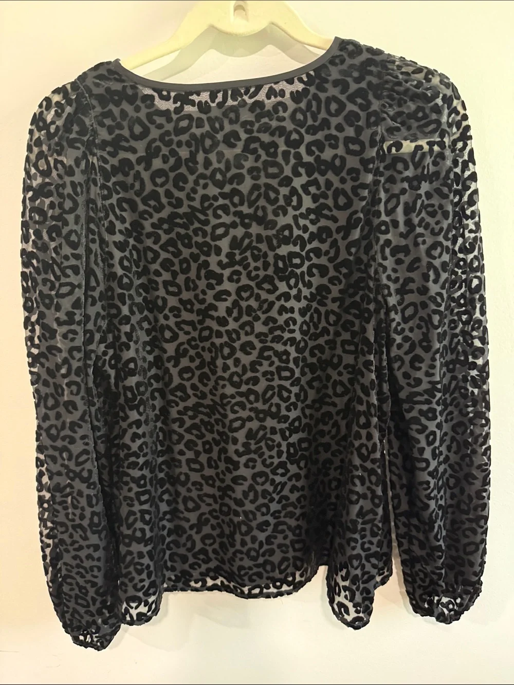 Banana Republic Black Leopard Print Long Sleeve Blouse